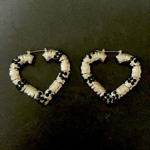 Rhinestone and Silver heart earrings
